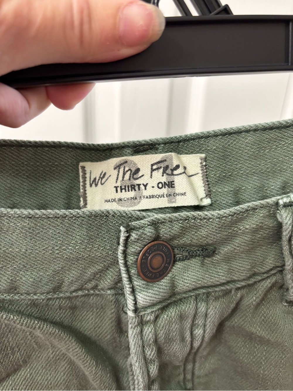 Free People We The Free Distressed Olive Green Denim Shorts Size 31 Boho - Picture 7 of 7